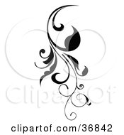 Clipart Illustration Of A Vertical Black Scroll Vine Design Element