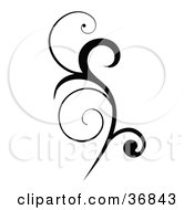 Clipart Illustration Of A Black Vertical Scroll Design Element Silhouetted