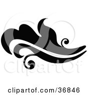 Clipart Illustration Of A Black Silhouetted Elegant Leafy Design