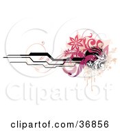 Clipart Illustration Of A Grungy Web Site Header Of Pink Vines Lines And Splatters