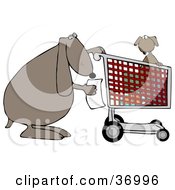 Poster, Art Print Of Dog Reading A Shopping List With Its Pup In A Cart