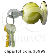 Clipart Illustration Of A Key On A Keyring Inside A Door Knob