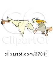 Baby Hanging Out Of A Cloth In A Storks Beak