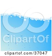 Clipart Illustration Of Clear Bubbles Floating To The Surface Of Blue Water