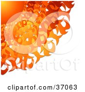 Fiery Red And Orange Sun In The Corner Of A White Background