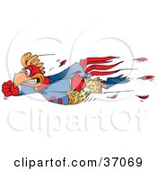 Poster, Art Print Of Flying Super Hero Rooster To The Rescue