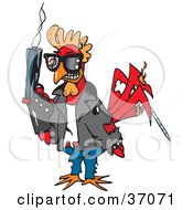 Poster, Art Print Of Terminator Rooster Holding A Smoking Gun