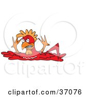 Clipart Illustration Of A Frustrated Boneless Red Rooster by Dennis Holmes Designs