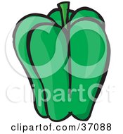 Clipart Illustration Of A Tall And Fresh Green Bell Pepper
