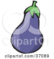 Clipart Illustration Of A Fresh Purple Eggplant Fruit by Dennis Holmes Designs