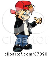 Clipart Illustration Of A Please Little Boy In A Red Hat Giving The Thumbs Up