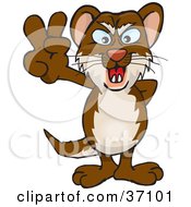 Clipart Illustration Of A Peaceful Weasel Smiling And Gesturing The Peace Sign by Dennis Holmes Designs