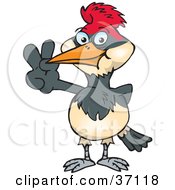 Clipart Illustration Of A Peaceful Woodpecker Smiling And Gesturing The Peace Sign