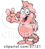 Clipart Illustration Of A Peaceful Seahorse Smiling And Gesturing The Peace Sign