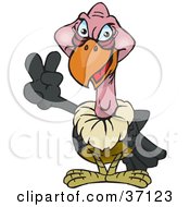 Clipart Illustration Of A Peaceful Vulture Smiling And Gesturing The Peace Sign