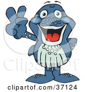 Clipart Illustration Of A Peaceful Whale Smiling And Gesturing The Peace Sign