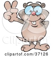 Poster, Art Print Of Peaceful Mole Smiling And Gesturing The Peace Sign