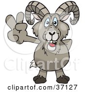 Clipart Illustration Of A Peaceful Bighorn Sheep Smiling And Gesturing The Peace Sign