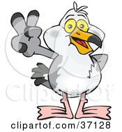 Clipart Illustration Of A Peaceful Seagull Smiling And Gesturing The Peace Sign