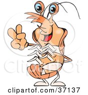 Clipart Illustration Of A Peaceful Prawn Smiling And Gesturing The Peace Sign by Dennis Holmes Designs