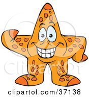 Clipart Illustration Of A Friendly Starfish Smiling And Waving by Dennis Holmes Designs