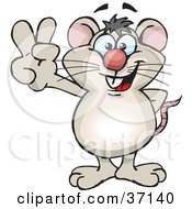 Poster, Art Print Of Peaceful Mouse Smiling And Gesturing The Peace Sign