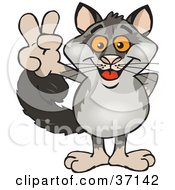 Clipart Illustration Of A Peaceful Possum Smiling And Gesturing The Peace Sign