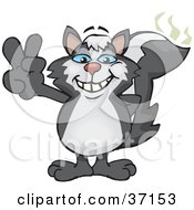 Poster, Art Print Of Peaceful Stinky Skunk Smiling And Gesturing The Peace Sign