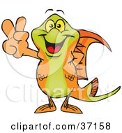 Clipart Illustration Of A Peaceful Swordtail Smiling And Gesturing The Peace Sign by Dennis Holmes Designs