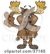 Poster, Art Print Of Peaceful Moose Smiling And Gesturing The Peace Sign
