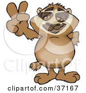 Clipart Illustration Of A Peaceful Sloth Smiling And Gesturing The Peace Sign by Dennis Holmes Designs