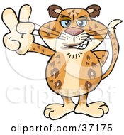Poster, Art Print Of Peaceful Leopard Smiling And Gesturing The Peace Sign