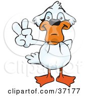 Clipart Illustration Of A Peaceful Mute Swan Smiling And Gesturing The Peace Sign