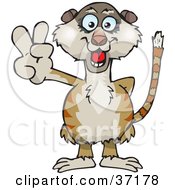 Poster, Art Print Of Peaceful Meerkat Smiling And Gesturing The Peace Sign