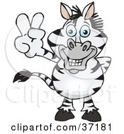 Clipart Illustration Of A Peaceful Zebra Smiling And Gesturing The Peace Sign