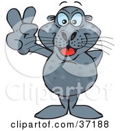 Clipart Illustration Of A Peaceful Seal Smiling And Gesturing The Peace Sign