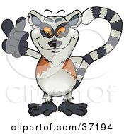 Poster, Art Print Of Peaceful Lemur Smiling And Gesturing The Peace Sign