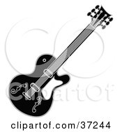 Clipart Illustration Of A Black And White Guitar