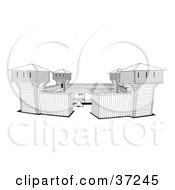 Clipart Illustration Of A Black And White Fortress