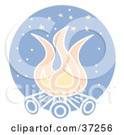 Clipart Illustration Of A Burning Campfire Under A Starry Night Sky