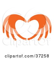 Poster, Art Print Of Orange Red Hands Coming Together To Form A Heart