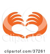 Clipart Illustration Of A Pair Of Orange Red Hands Forming The Shape Of A Heart by Andy Nortnik