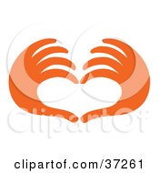 Poster, Art Print Of Pair Of Orange Red Hands Forming The Shape Of A Heart