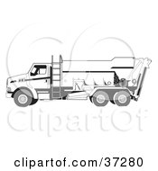 Poster, Art Print Of White Concrete Truck With A Ladder On The Side