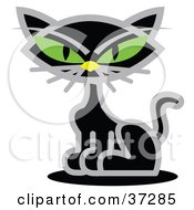 Poster, Art Print Of Black Cat With Piercing Green Eyes