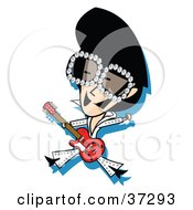 Clipart Illustration Of An Elvis Impersonator Playing A Red Guitar And Dancing by Andy Nortnik