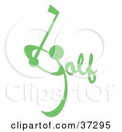 Clipart Illustration Of Green Golf Text With A Golf Club And Ball