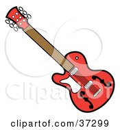 Clipart Illustration Of A Red Guitar