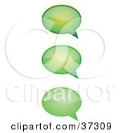 Clipart Illustration Of Three Green Word Text Speech Or Though Balloons Or Bubbles