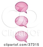 Poster, Art Print Of Three Pink Word Text Speech Or Though Balloons Or Bubbles